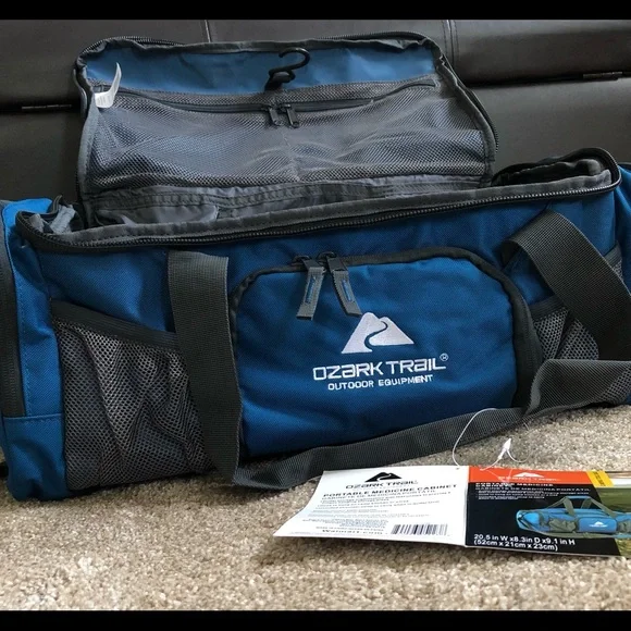 Brand New OZARK TRAIL portable camping medicine cabinet duffel bag, blue - Picture 3 of 13